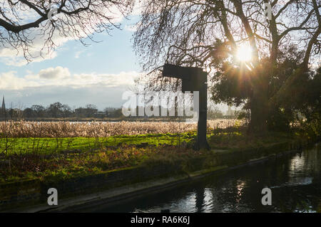 Woodberry Wetlands Nature Reserve, North London UK, in January, viewed from the New River path Stock Photo