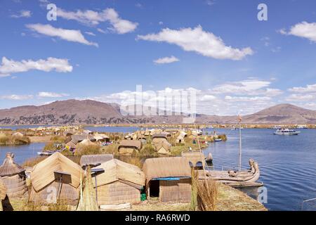 Floating Uro Islands, Lake Titicaca, Puno, Peru Stock Photo