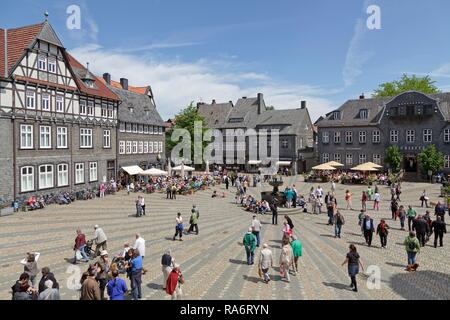 Market square, Goslar, Harz region, Lower Saxony, Germany Stock Photo