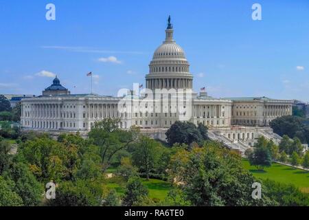 Front view of the United States Capital building and grounds in Washington DC during summer with clear sky in the background Stock Photo