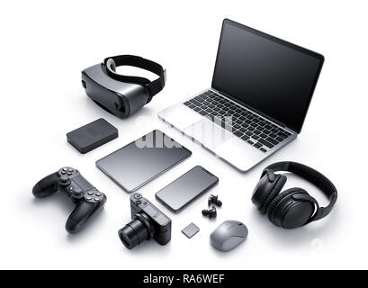 Gadgets and accessories isolated on white background Stock Photo