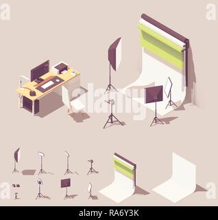 Vector isometric photo studio equipment Stock Vector