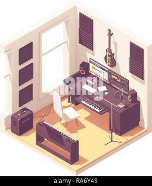 Isometric home recording studio Stock Vector