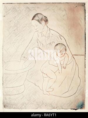 Mary Cassatt, The Bath, American, 1844 - 1926, c. 1891, drypoint and soft-ground etching. Reimagined Stock Photo