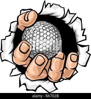 Golf Ball Hand Tearing Background Stock Vector