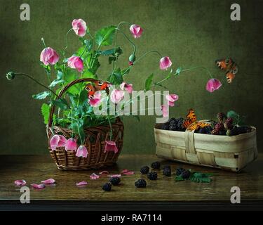 Still life with bouquet of pink poppies Stock Photo - Alamy