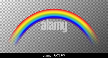 Brighte cute rainbow on wide transparent background Stock Vector