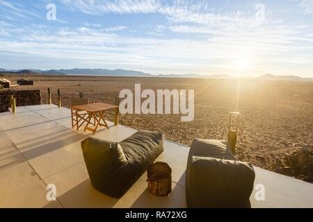 Tent terrace, Elegant Desert Lodge, Sesriem, Namibia Stock Photo