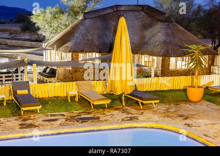 Pool area and Lapa, Elegant Desert Lodge, Sesriem, Namibia Stock Photo