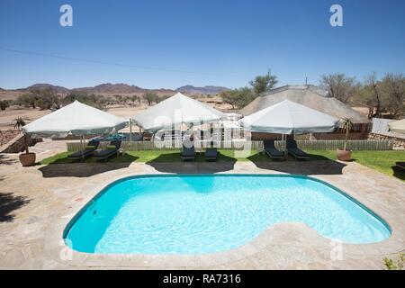 Pool area, Elegant Desert Lodge, Sesriem, Namibia Stock Photo