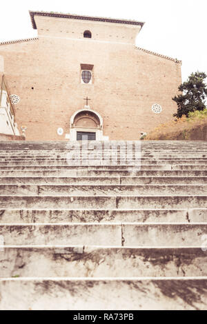 Concrete steps in front of the church Stock Photo