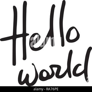 Hello world hand written lettering for card Stock Vector Image & Art ...