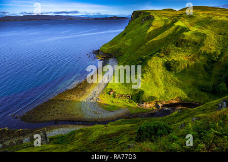 Spectacular Coastal Landscape With Valley And Small River On The Isle Of Skye In Scotland Stock Photo