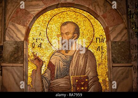Saint Paul Mosaic, Esonarthex, Church of the Holy Saviour in Chora or Kariye Camii, Istanbul, Turkey Stock Photo