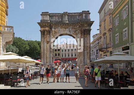 Arch of the Sergii, Pula, Istria, Croatia Stock Photo