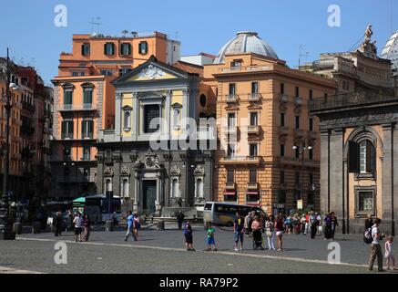 Piazza del Plebiscito square looking south, Naples, Campania, Italy, Europe Stock Photo