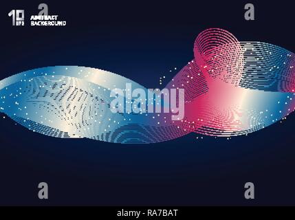 Abstract colorful light lines wave futuristic style on dark blue background with gold glitter. Vector illustration Stock Vector