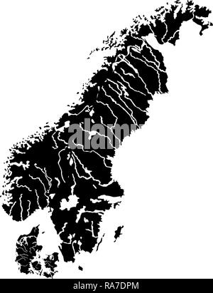 Map of Scandinavia icon black color vector illustration flat style ...