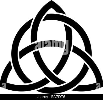 Triquetra in circle Trikvetr knot shape Trinity knot icon black color vector I flat style simple image Stock Vector