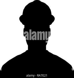 Avatar builder architect engineer in helmet view icon black color vector I flat style simple image Stock Vector