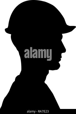 Avatar builder architect engineer in helmet view icon black color vector I flat style simple image Stock Vector