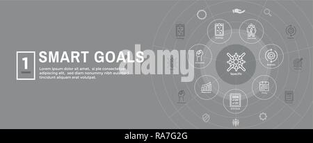 2019 SMART Goals Vector graphic w various Smart goal keywords Stock Vector