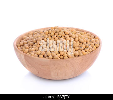 Soybeans in Wood Cup isolated on white background Stock Photo