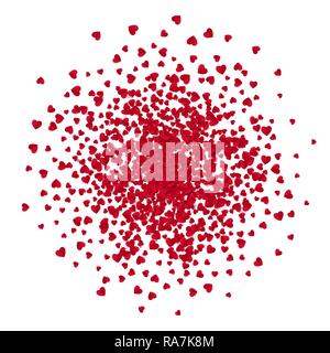 Red paper hearts confetti. Vector illustration isolated on white background Stock Vector