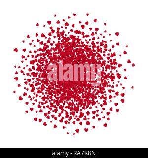 Red paper heart shape confetti. Vector illustration isolated on white background Stock Vector