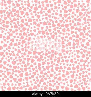 Valentines day seamless pattern with red hearts isolated on white background. Design backdrop for Wedding card. Vector illustration Stock Vector