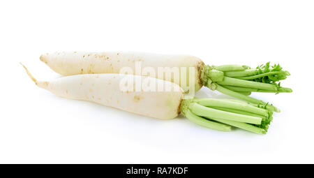 Daikon radishes isolated on white background Stock Photo