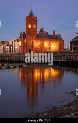 Pierhead Building at dawn, Cardiff Bay, Wales, UK Stock Photo