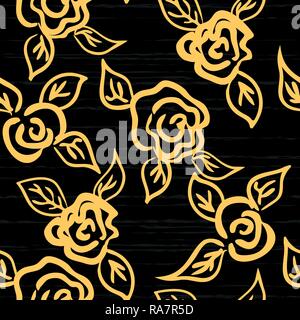 Vector seamless patern graphic roses on a background. Stock Vector