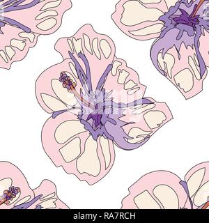 Seamless bright summer pattern with different flowers Stock Vector