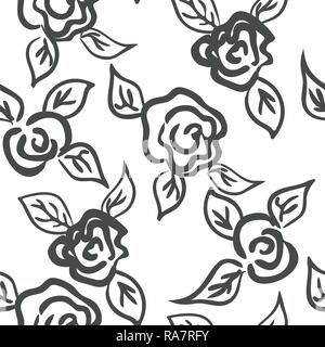 Vector seamless patern graphic roses on a background. Stock Vector