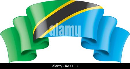 3D Realistic waving Flag of Tanzania on white background Stock Vector ...