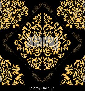 Seamless floral Damascus wallpaper pattern. Vector illustration. Stock Vector