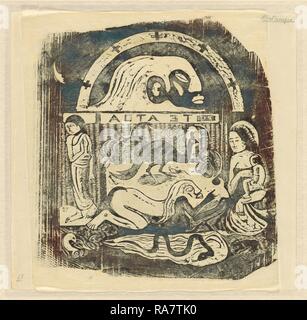 Paul Gauguin (French, 1848 - 1903), Te Atua (The Gods) Small Plate [recto], in or after 1895, woodcut in black on reimagined Stock Photo