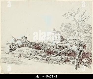 Jean-Antoine Constantin (French, 1756 - 1844), An Ancient Tree Fallen Beside a Stream, c. 1814, pen and black and reimagined Stock Photo