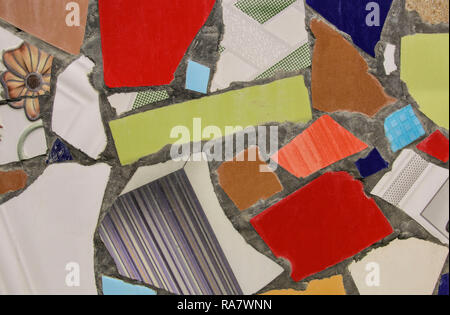 mosaic wall decorative ornament from ceramic broken tile Stock Photo