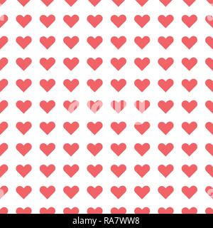 Pink heart seamless pattern on white backgroundH, Symbol of Love and Valentines Day. Vector illustration Stock Vector