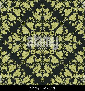 Vector Damask Seamless Background with 3d Floral Pattern for Greeting ...
