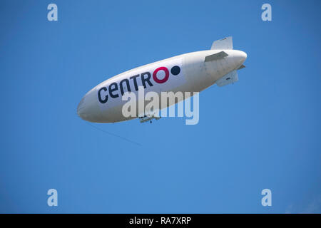 Airship, Blimp, with advertising for the shopping center CentrO, in Oberhausen, Stock Photo