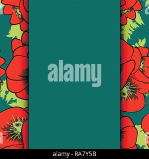 Vector background with red poppies for wedding invitation or flyer Easily editable vector image Stock Vector