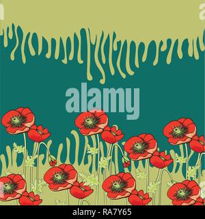 Red poppies Easily editable vector image abstract vector eps 10 handmade Stock Vector
