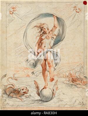 Giuseppe Cesari, called Cavaliere d'Arpino (Italian, 1568 - 1640), Allegorical Figure, probably c. 1588, black and reimagined Stock Photo