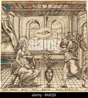 Léonard Gaultier (French, 1561 - 1641), The Annunciation, probably c. 1576-1580, engraving. Reimagined Stock Photo