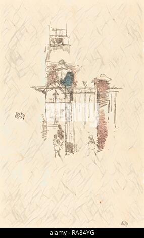 James McNeill Whistler (American, 1834 - 1903), Entrance Gate, 1887, lithograph in black on cream laid paper reimagined Stock Photo