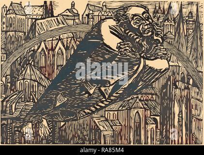 Ernst Barlach, The Cathedrals, German, 1870 - 1938, 1920, woodcut. Reimagined by Gibon. Classic art with a modern reimagined Stock Photo