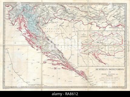 1852, S.D.U.K. Pocket Map of the Balkans, Croatia, Dalmatia, Sclavonia. Reimagined by Gibon. Classic art with a reimagined Stock Photo